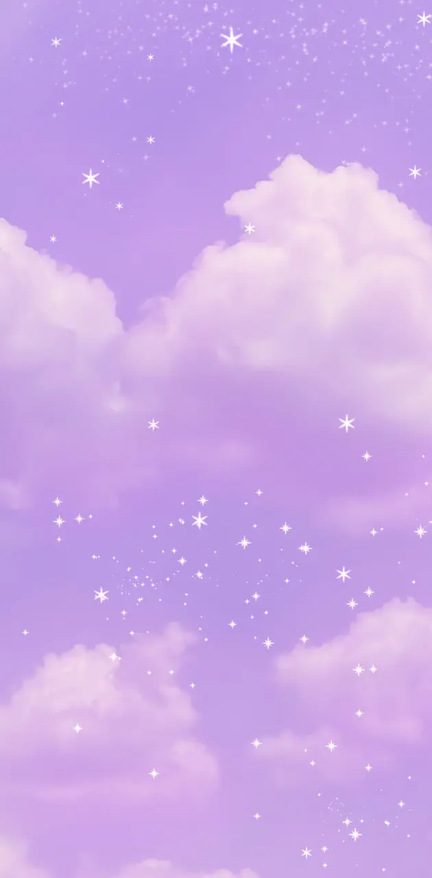 Lila Wolken, Sterne, Himmel, Pastell, Verträumt, Hochformat, Hintergrundbild fürs Smartphone
