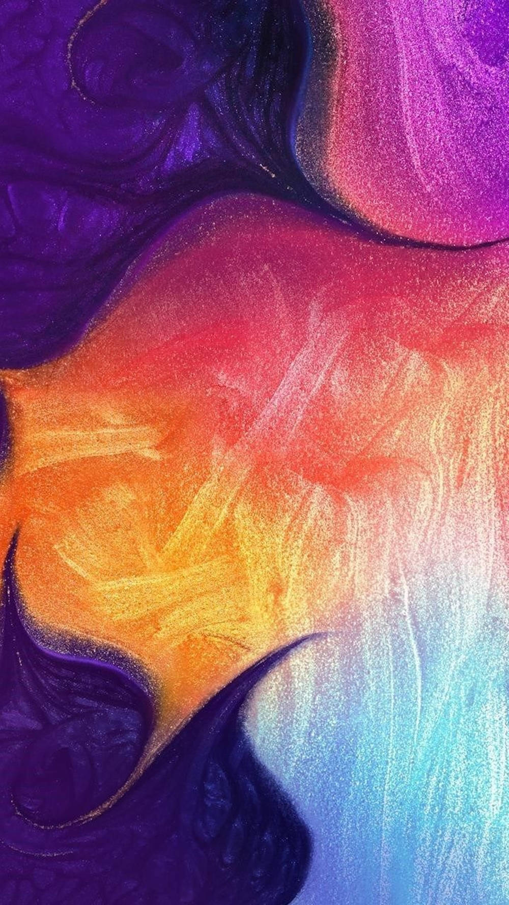 Abstrakt, Farbwirbel, Lila-Orange, Fluid Art, Galaxy A51, Handy-Hintergrundbild