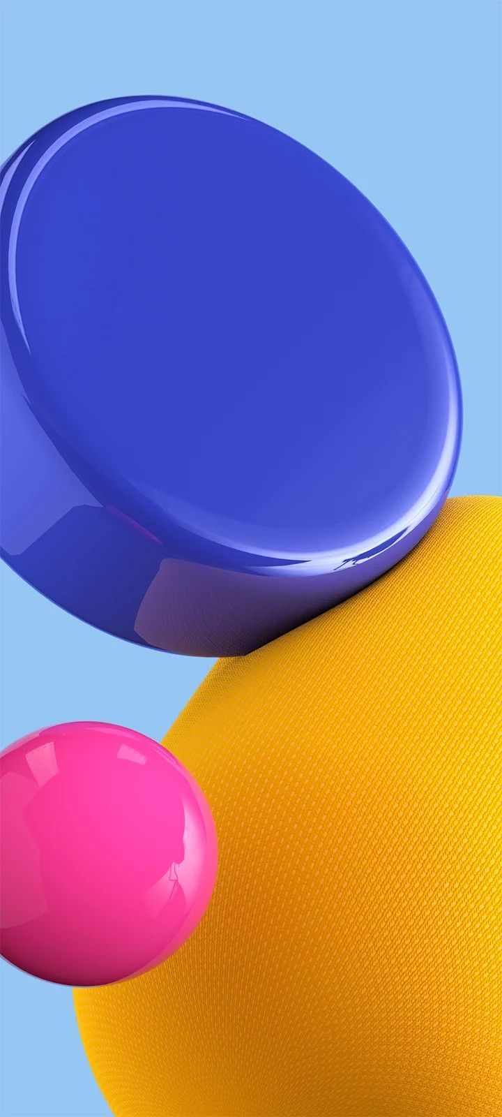 3D-Formen, Kugeln, Blau-Gelb, Abstrakt, Sperrbildschirm fürs Galaxy A51