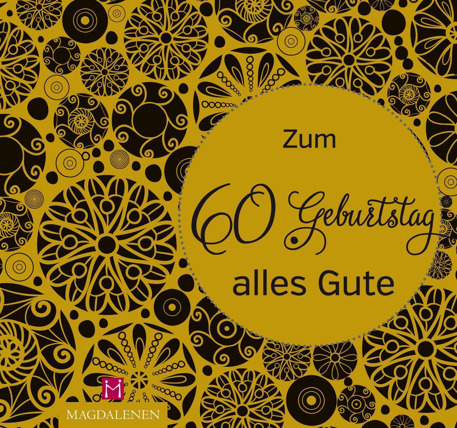 Zum 60. Geburtstag alles Gute, Ornamente, Gold, Schwarz, Kreismuster, Hintergrundbild fürs iPad