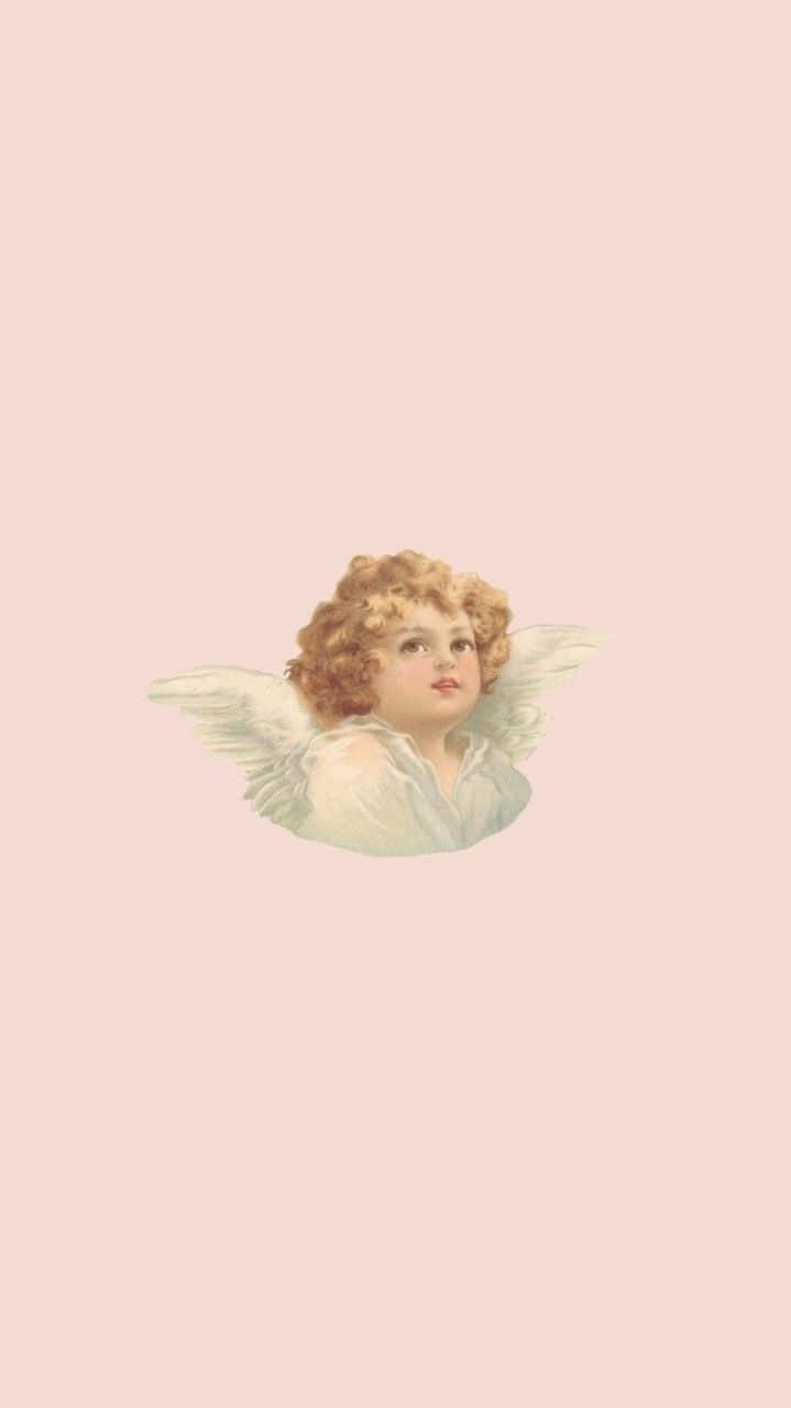 Putte, Engelchen, Zartrosa, Minimalismus, Vintage, Hintergrundbild für iPhone und Android