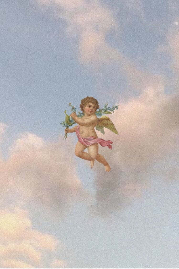 Putte, Wolken, Pastellhimmel, Rosa, Vintage, HD, Hintergrundbild fürs Handy