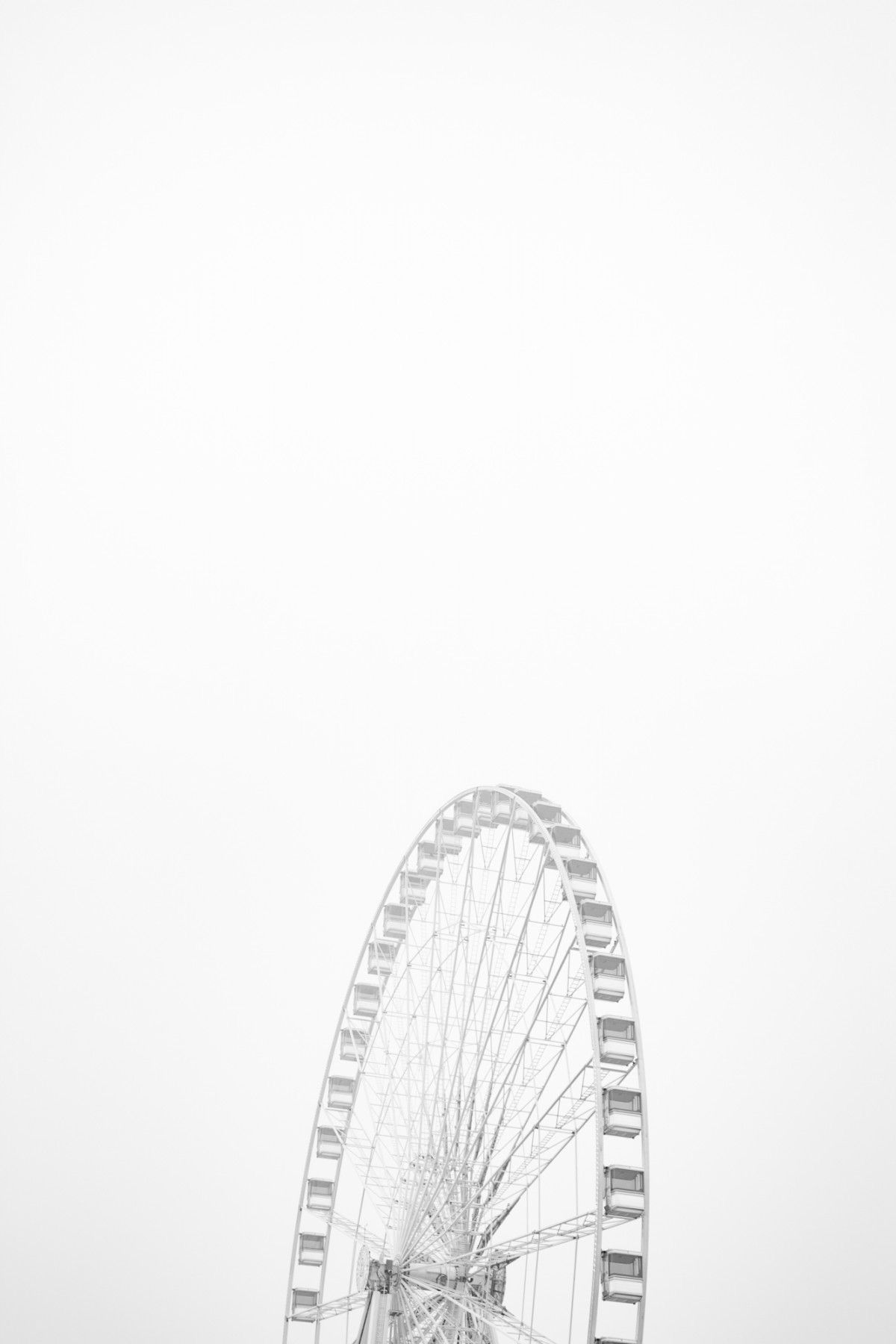 Riesenrad, Weißer Himmel, Minimalistisch, Hell, Silhouette, Full HD, iPhone-Hintergrundbild