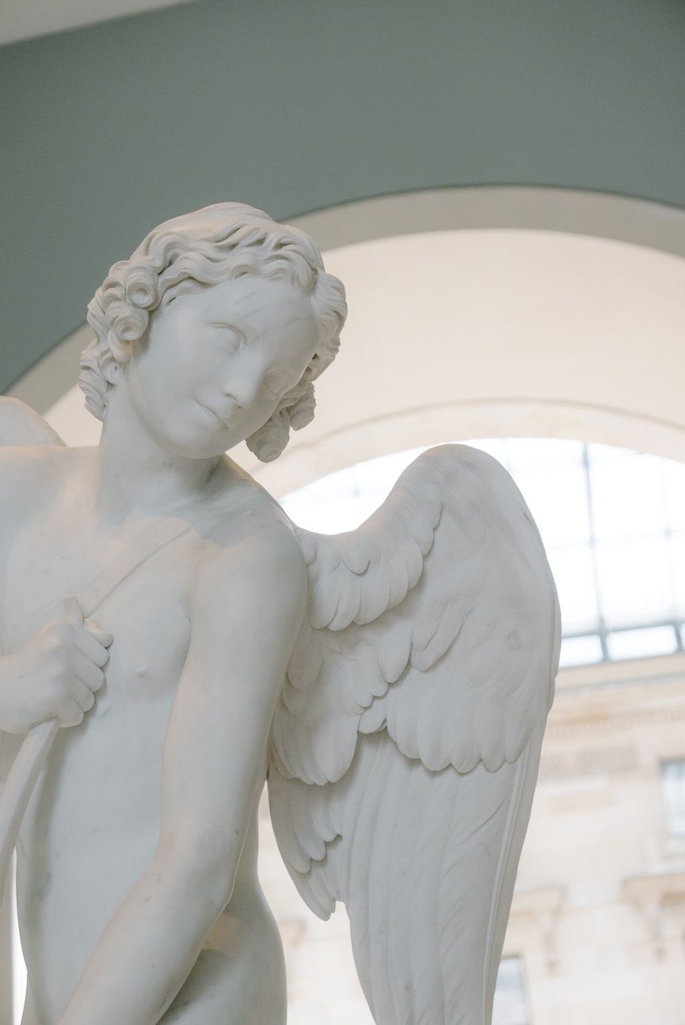 Engelsstatue, Marmor, Skulptur, Flügel, Museum, HD, Hintergrundbild fürs Tablet