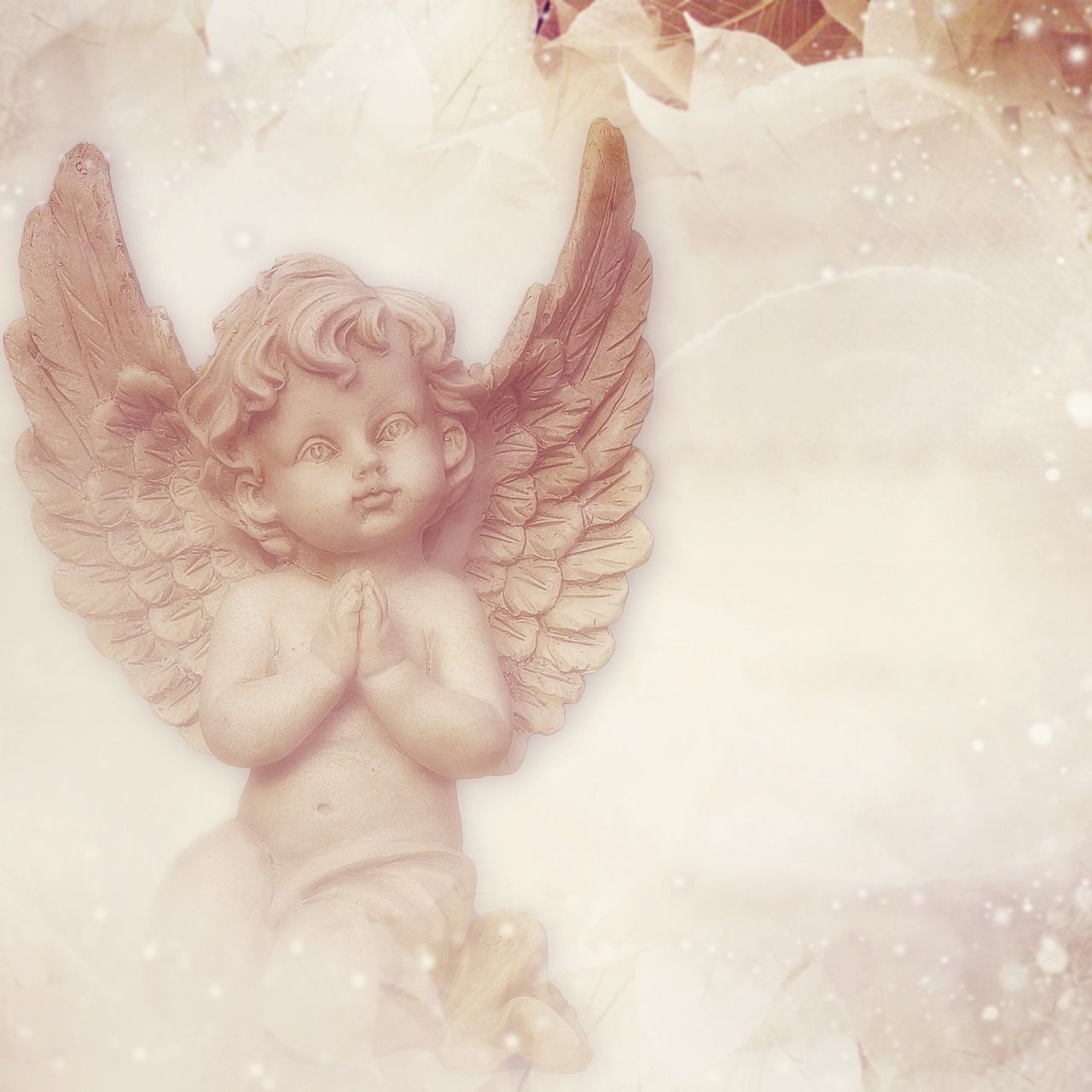 Putte, Betende Hände, Skulptur, Rosa, Vintage-Look, HD, iPad-Hintergrundbild