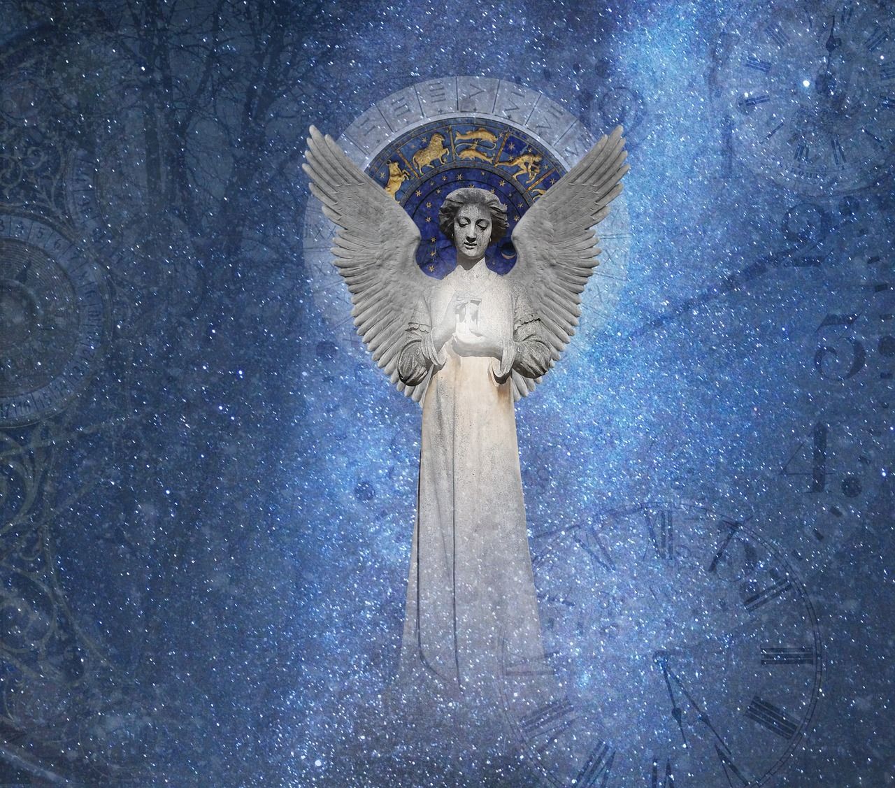 Engel, Heiligenschein, Sternenstaub, Blau, Fantasy, HD, iPad-Hintergrundbild