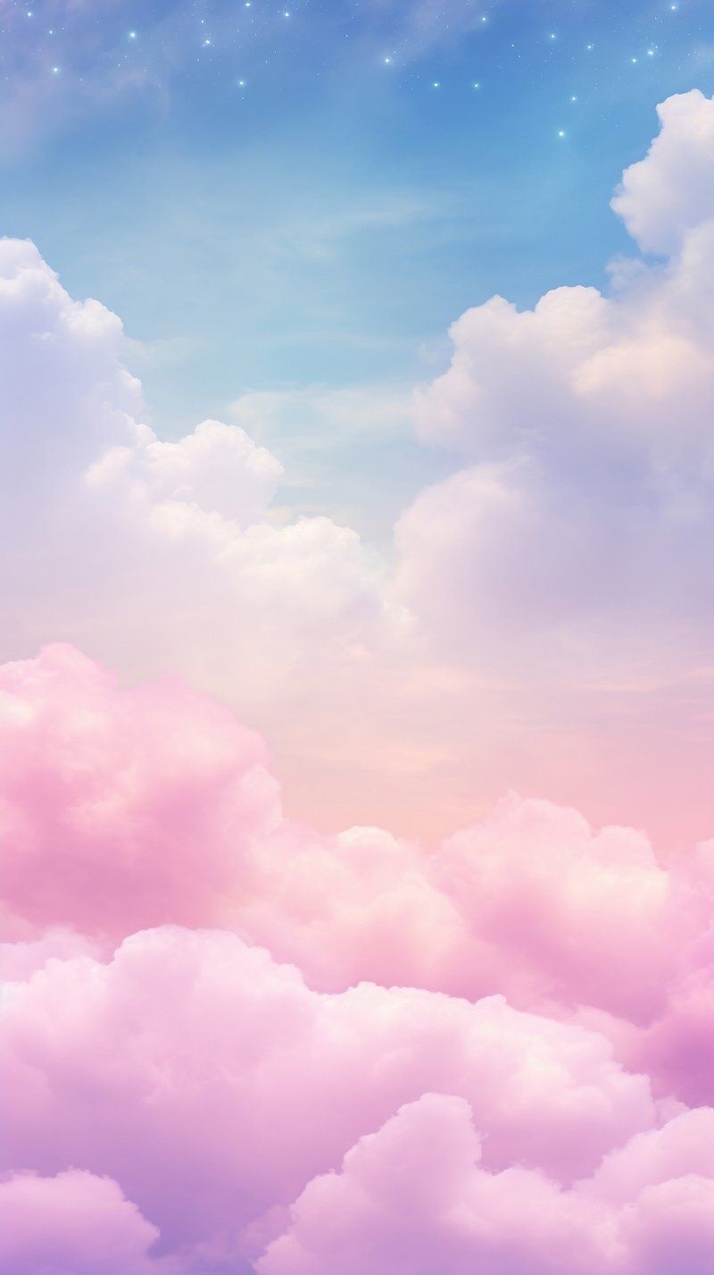 Wolken, Pastellfarben, Rosa Himmel, Blau, Traumhaft, iPhone-16-Pro-Sperrbildschirm