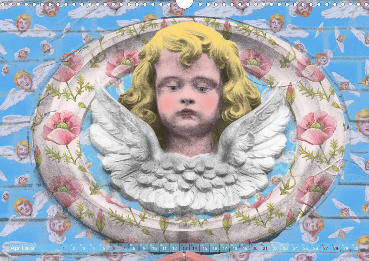 Engelchen, Putte, Rosen, Kitsch, Bunt, Vintage, Hintergrundbild