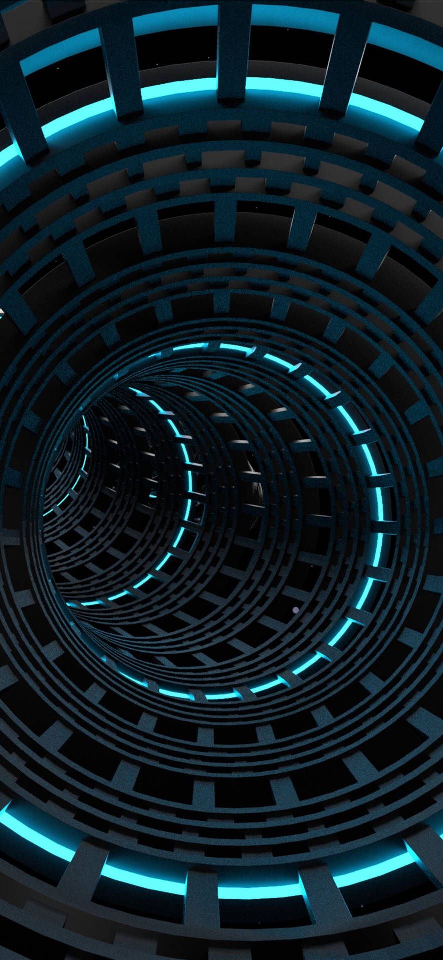 Tunnel, Sci-Fi, Neonlicht, Türkis, Futuristisch, Dunkel, Hintergrundbild fürs iPhone 16 Pro