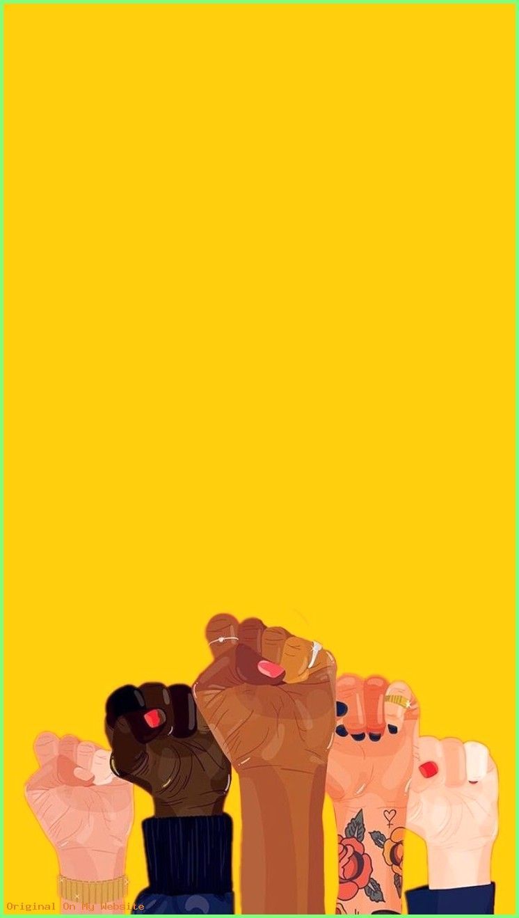 Fäuste, Black Lives Matter, Gelber Hintergrund, Vielfalt, Solidarität, iPhone-16-Pro-Wallpaper