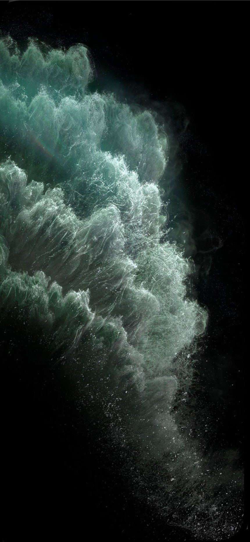 Abstrakt, Welle, Grün, Schwarzer Hintergrund, Struktur, iPhone 16 Pro, Sperrbildschirm