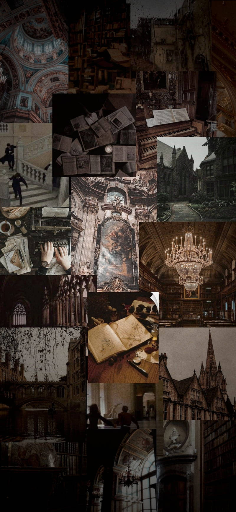 Collage, Altbauten, Braun, Ästhetisch, Vintage, HD, Hintergrundbild fürs Handy