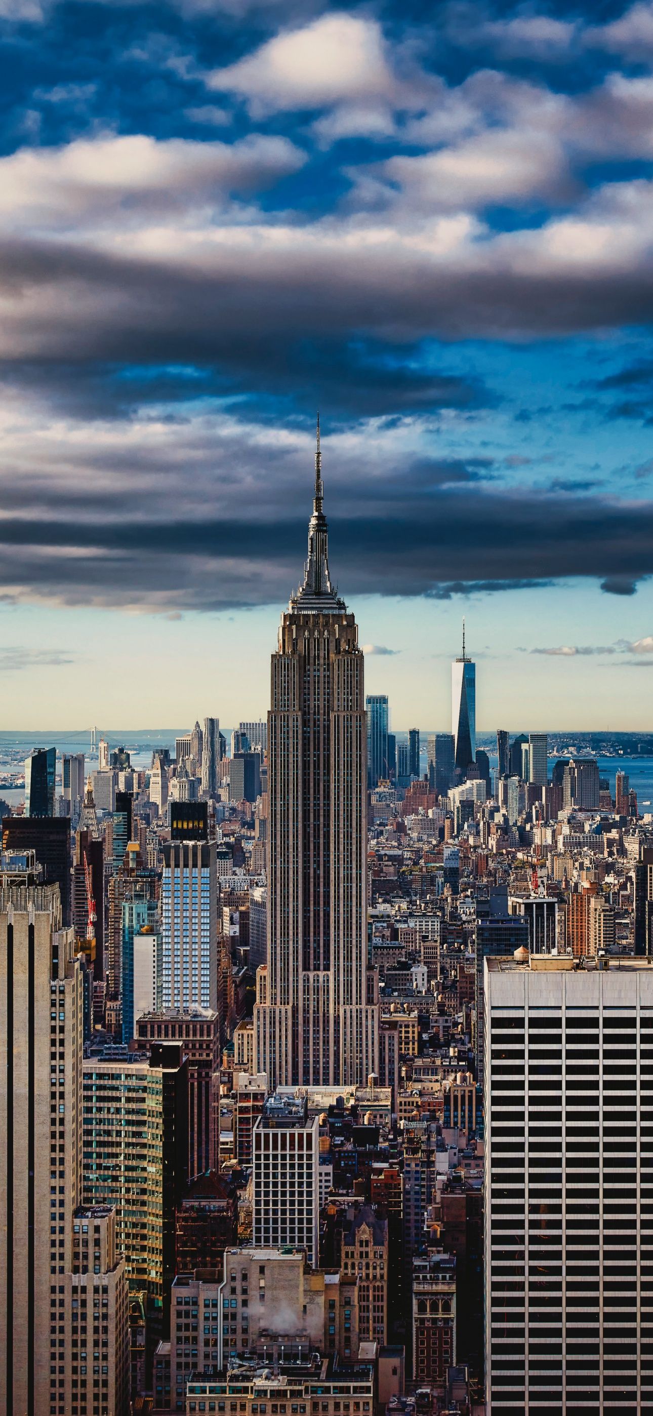 Empire State Building, Manhattan, Wolken, Skyline, Tag, Hintergrundbild für iPhone und Android