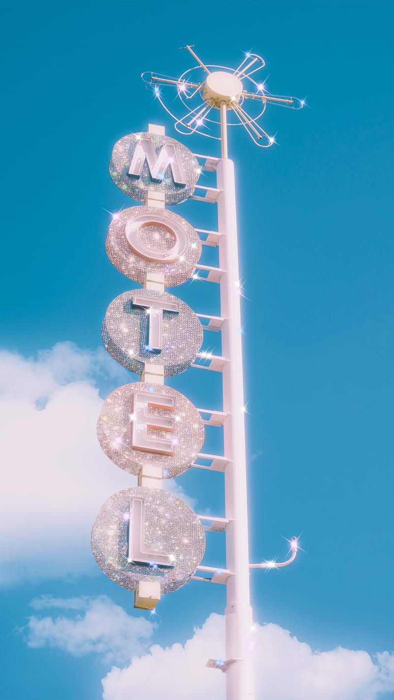 Motel-Schild, Retro, Blauer Himmel, Wolken, Vintage, HD, Sperrbildschirm fürs iPhone