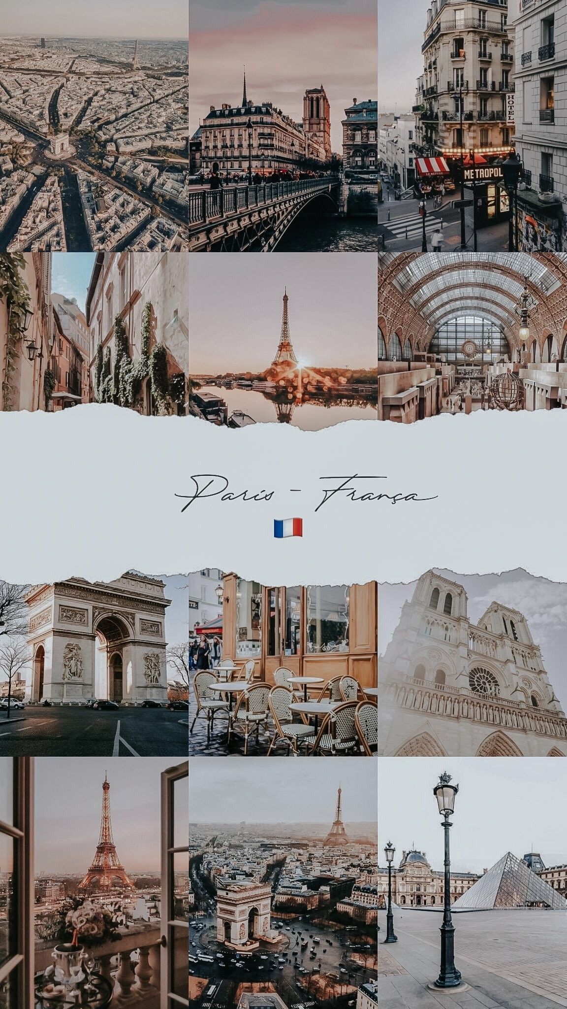 Paris, Frankreich, Eiffelturm, Arc de Triomphe, Collage, Full HD, iPhone-Hintergrundbild