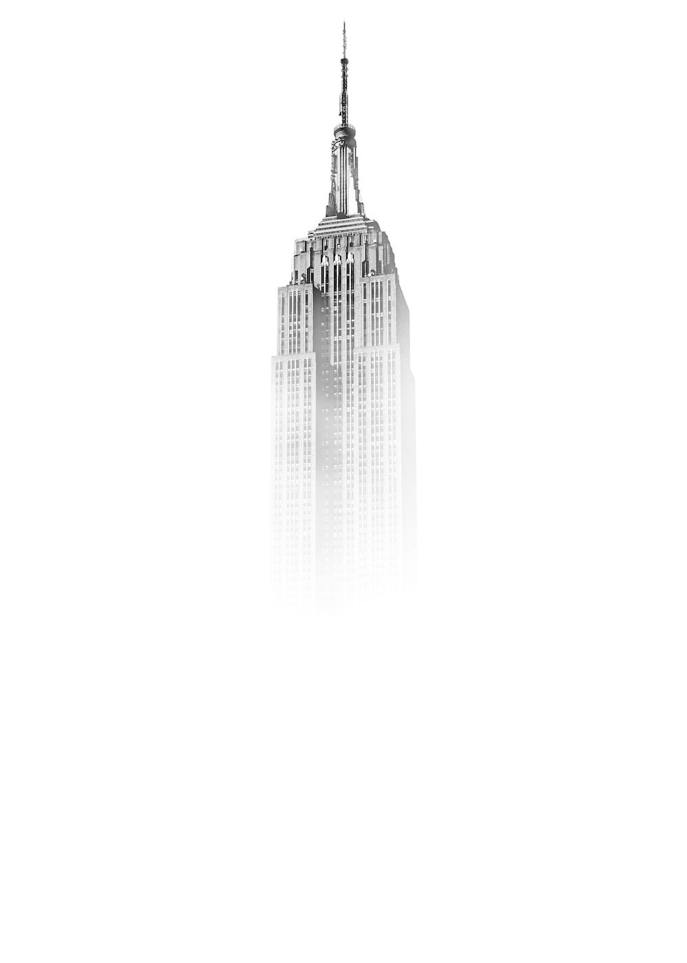 Empire State Building, Turmspitze, Weißer Hintergrund, Minimalismus, Nebel, HD Wallpaper