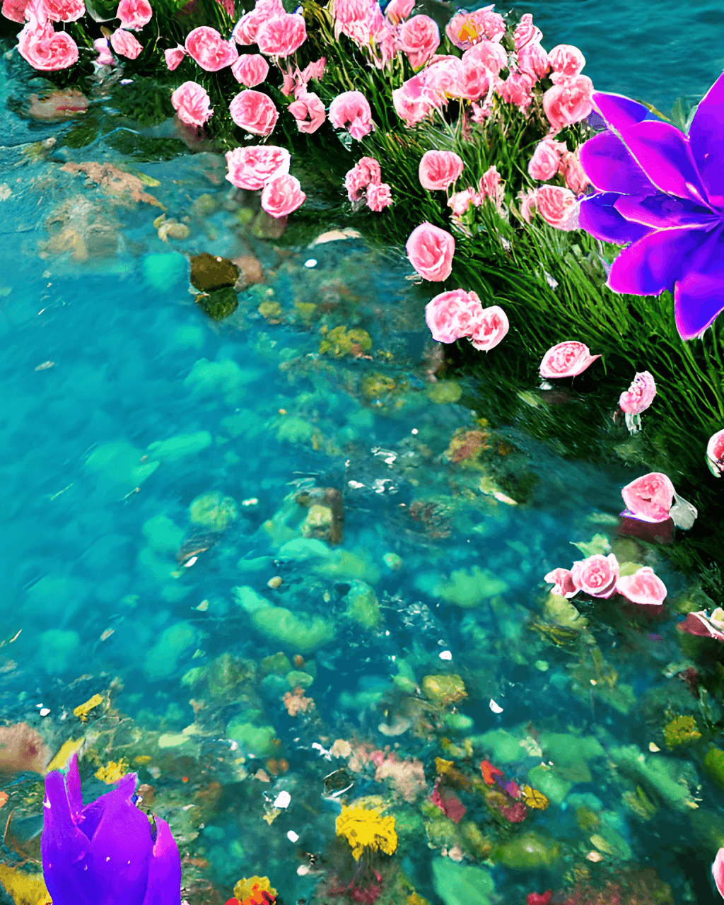 Blumen, Rosen, Klares Wasser, Bunt, Fantasie, HD, Hintergrundbild fürs Tablet