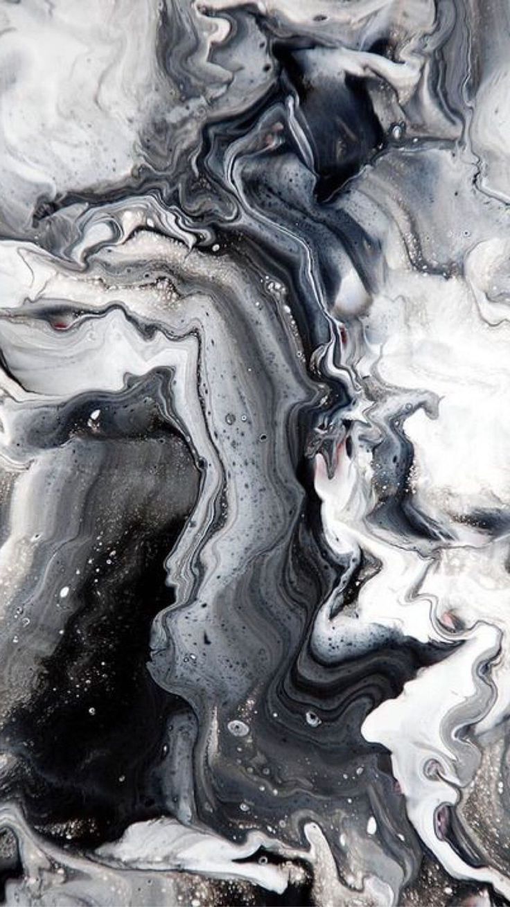 Marmor, Flüssige Farbe, Schwarz-Weiß, Abstrakt, Textur, HD, Hintergrundbild fürs Handy