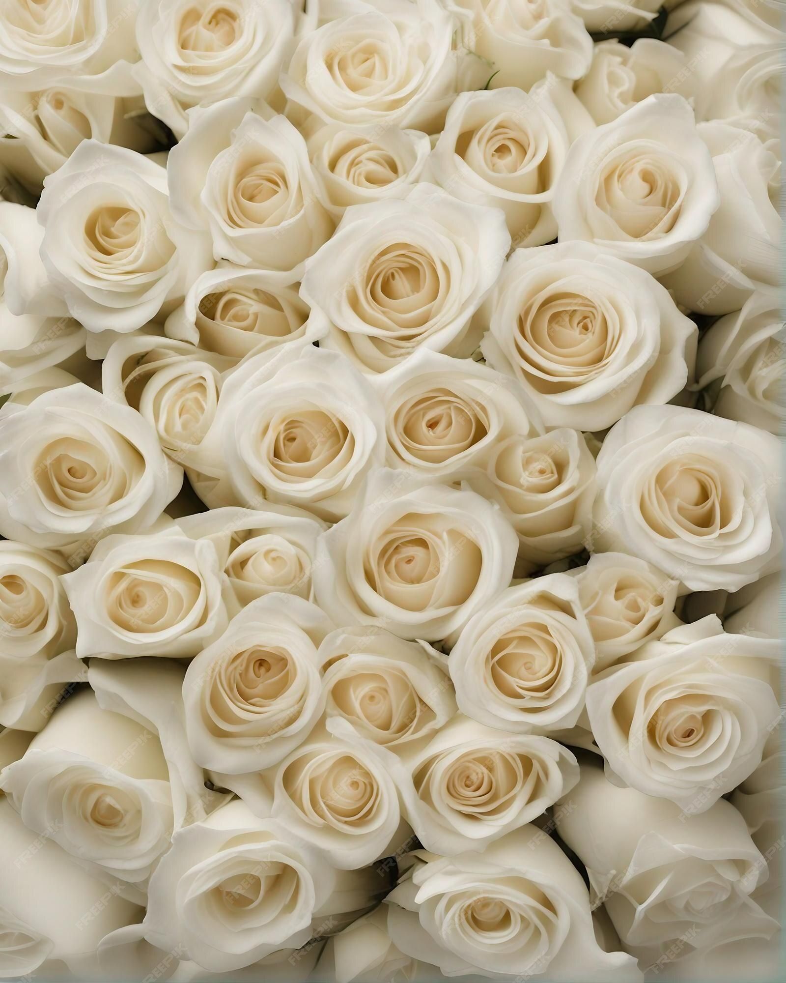 Weiße Rosen, Blumenmeer, Cremefarben, Muster, Draufsicht, QHD+, iPad-Hintergrundbild