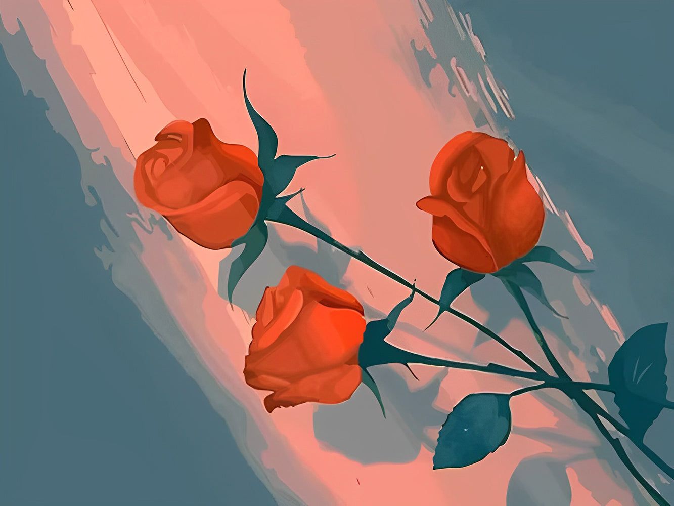 Rosen, Illustration, Orangerot, Malerei, HD, Hintergrundbild fürs Tablet