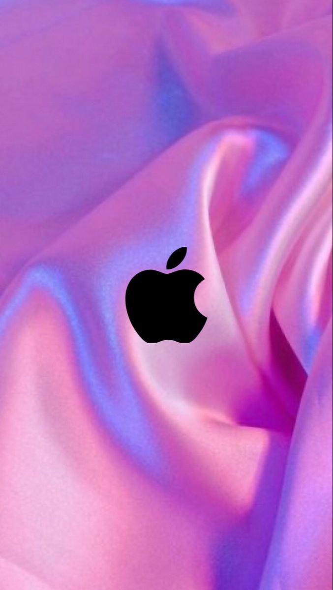 Apple-Logo, Seide, Stoff, Lila, Pink, Hintergrundbild für iPhone und Android
