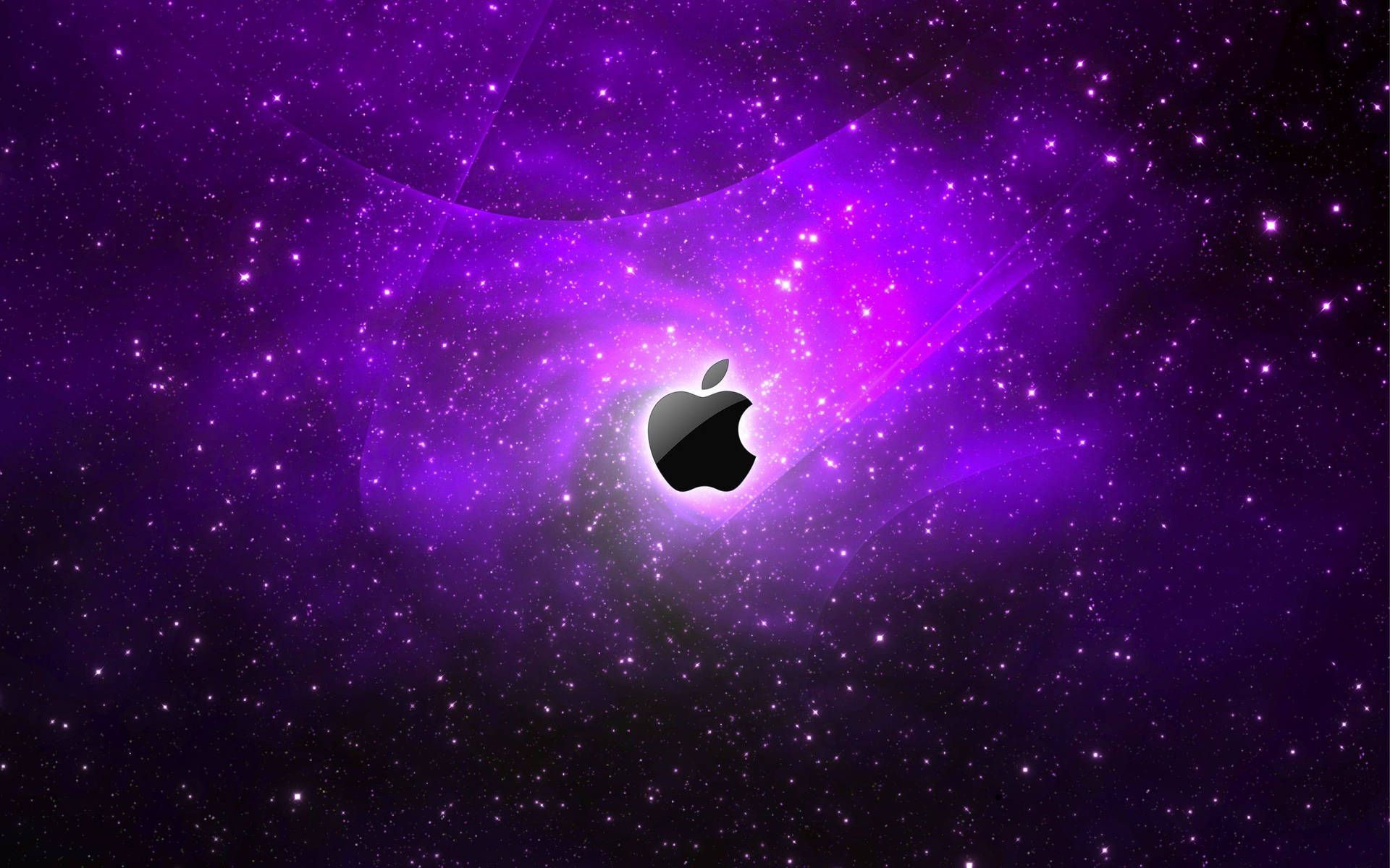 Apple-Logo, Galaxie, Sterne, Weltraum, Lila, Full HD, Desktop-Hintergrund für Windows
