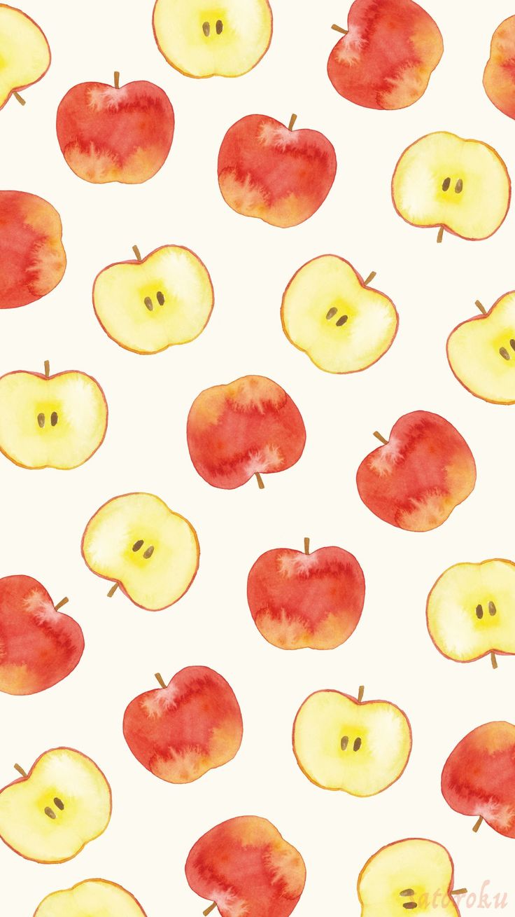 Äpfel, Apfelhälften, Muster, Obst, Illustration, HD, Sperrbildschirm fürs iPhone