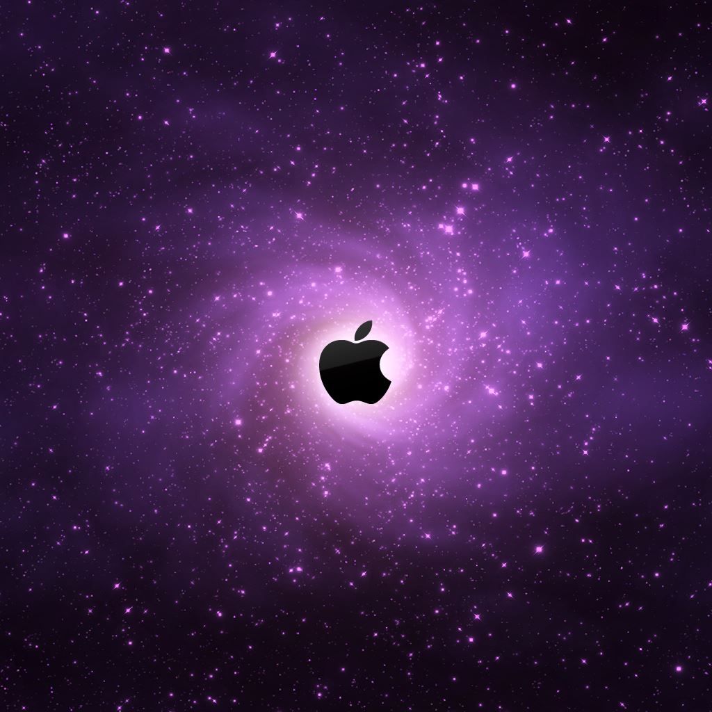 Apple-Logo, Galaxie, Sterne, Lila, Weltraum, Hintergrundbild für iPad und Tablet