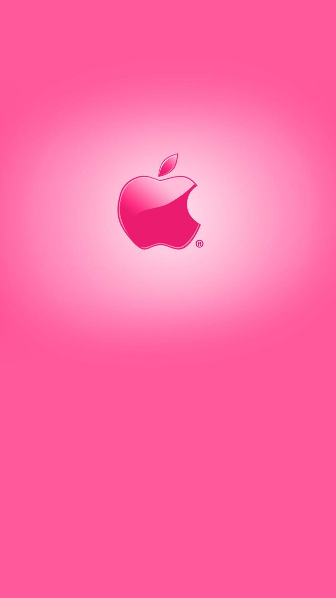 Apple-Logo, Pink, Leuchtend, Farbverlauf, Full HD, Handy-Hintergrund im Hochformat