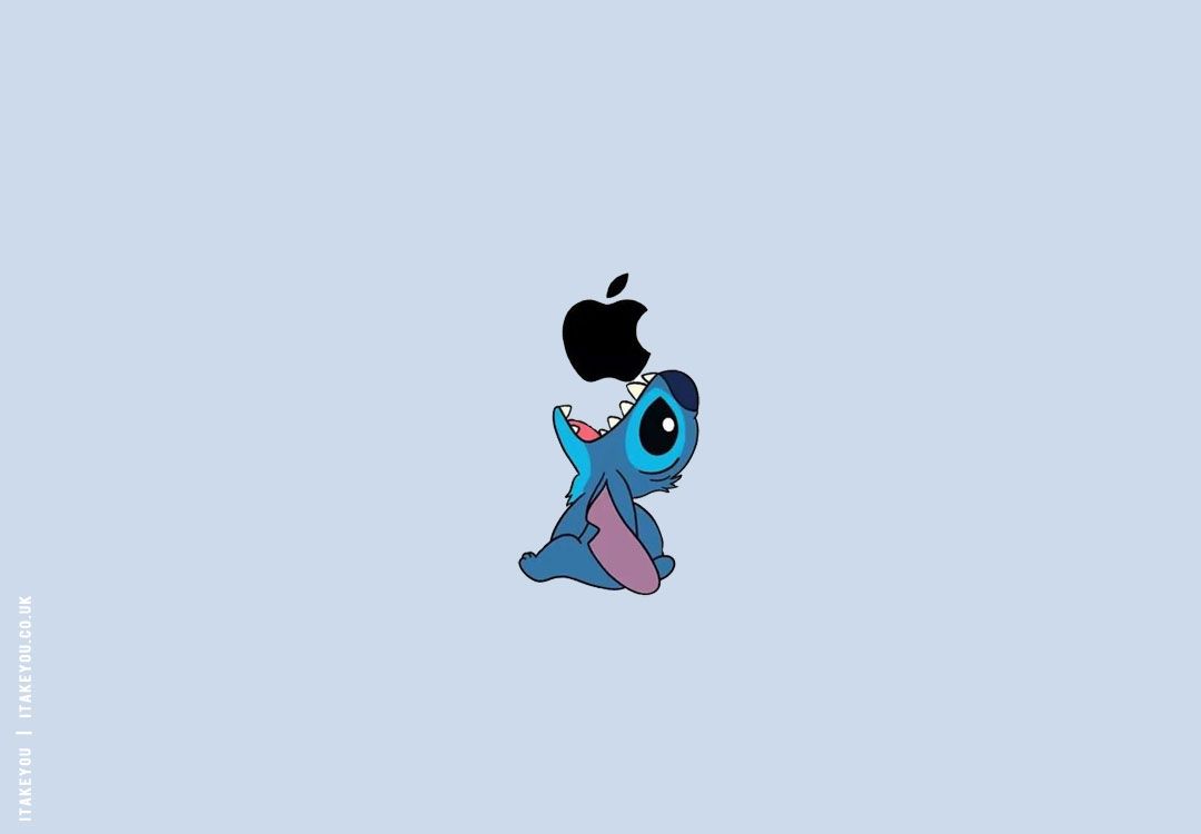 Stitch, Lilo & Stitch, Disney, Apple-Logo, Hellblau, Hintergrundbild