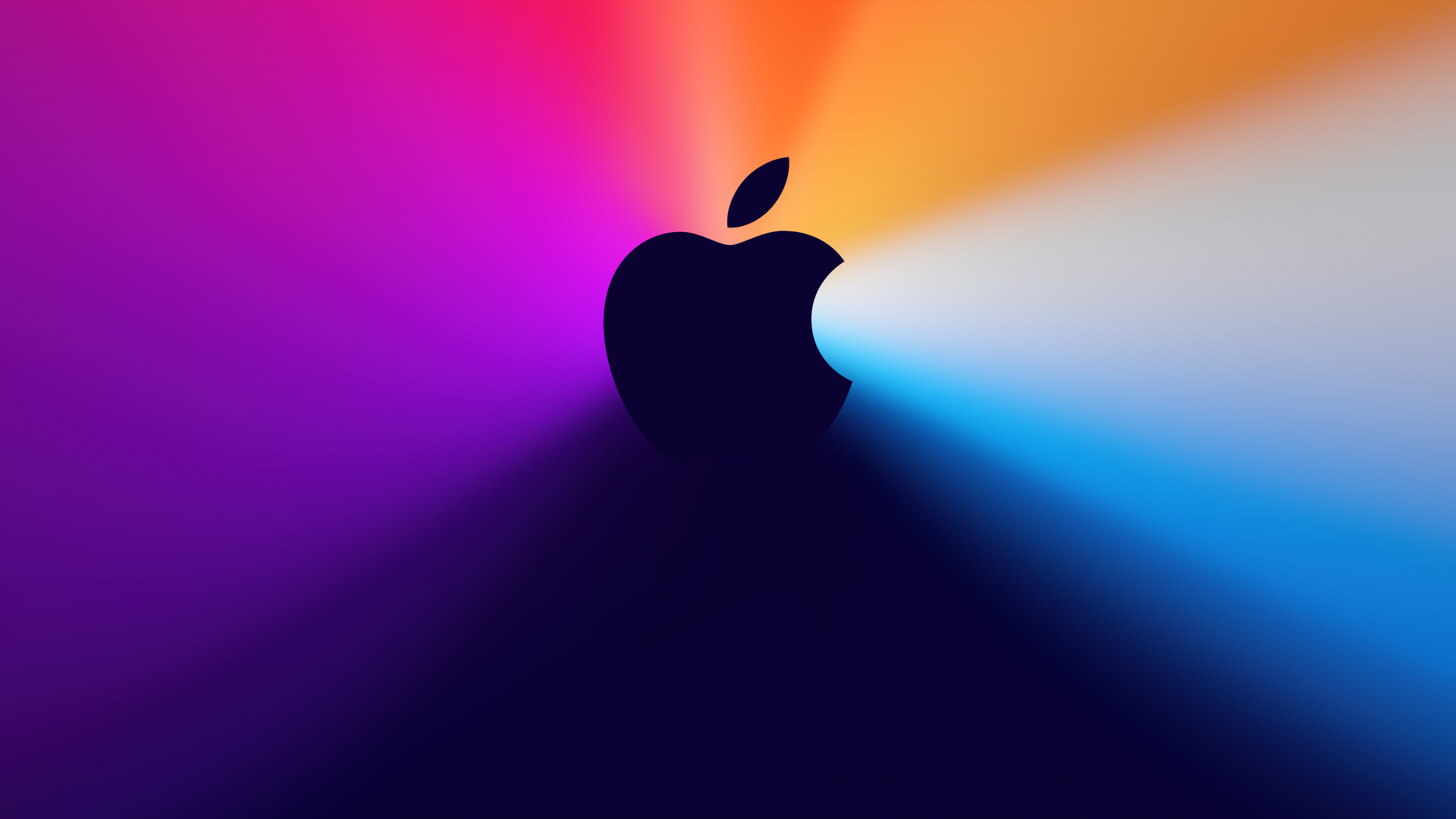 Apple-Logo, Lichtstrahlen, Farbverlauf, Lila, Orange, Blau, Full HD, Breitbild-Hintergrundbild
