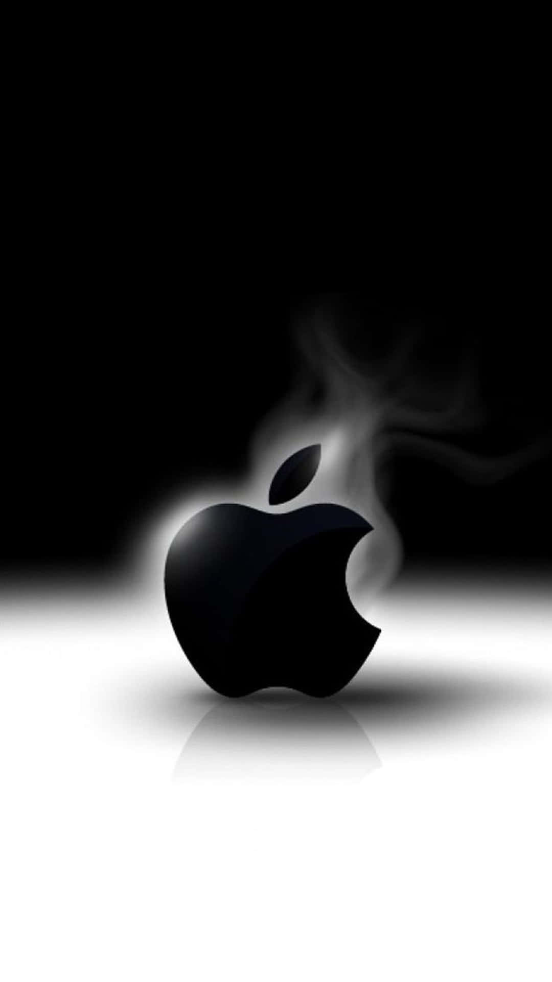 Apple-Logo, Rauch, Schwarz-Weiß, Spiegelung, Full HD, Hintergrundbild fürs Handy