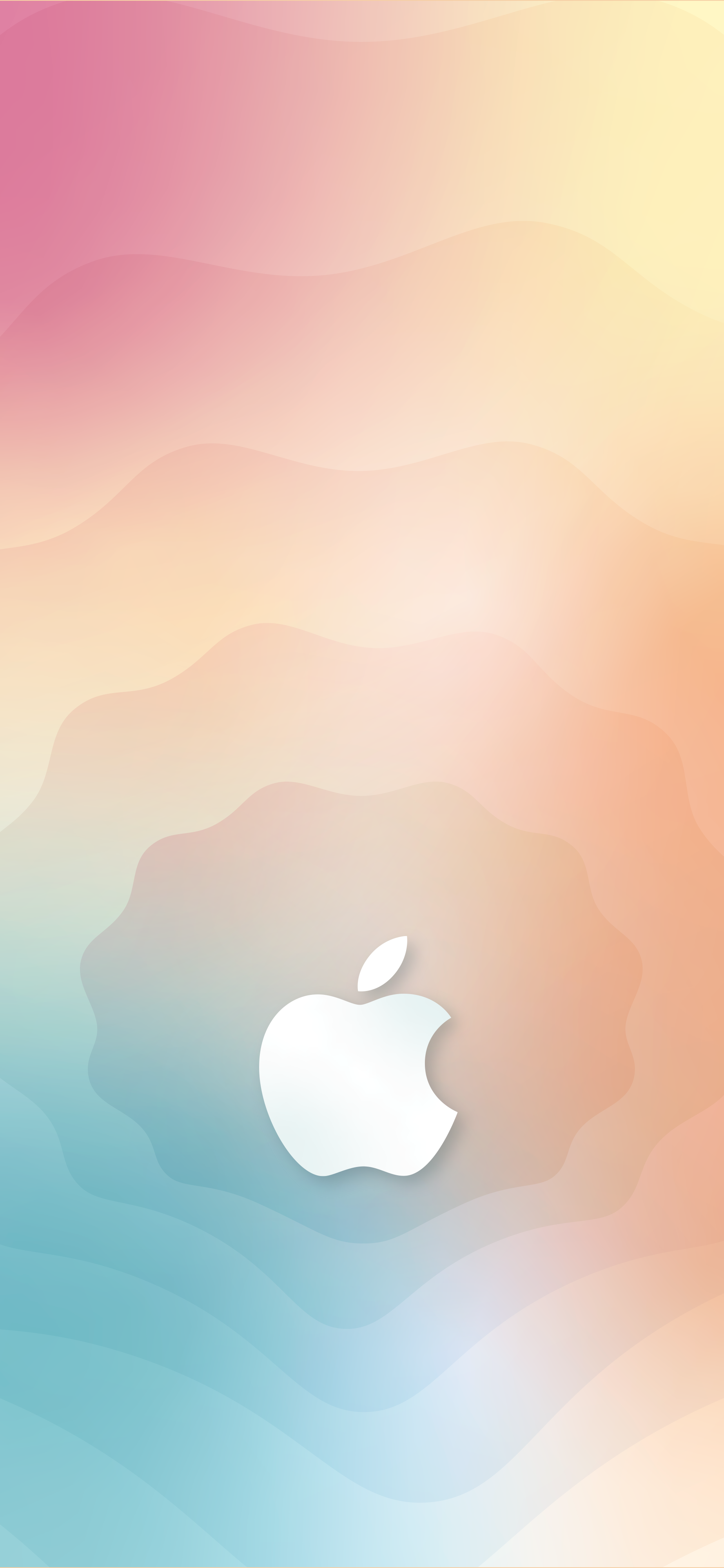 Apple-Logo, Pastellfarben, Wellen, Farbverlauf, Türkis, QHD+, Sperrbildschirm fürs iPhone
