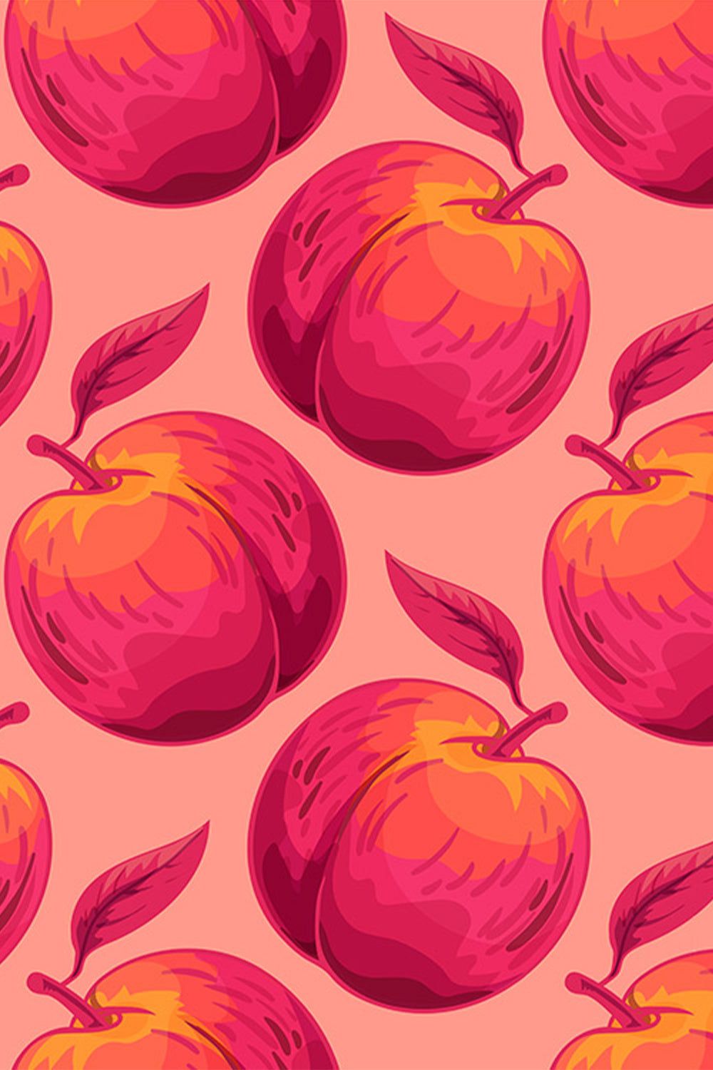 Äpfel, Muster, Obst, Rot, Pink, Illustration, HD, Hintergrundbild fürs Handy