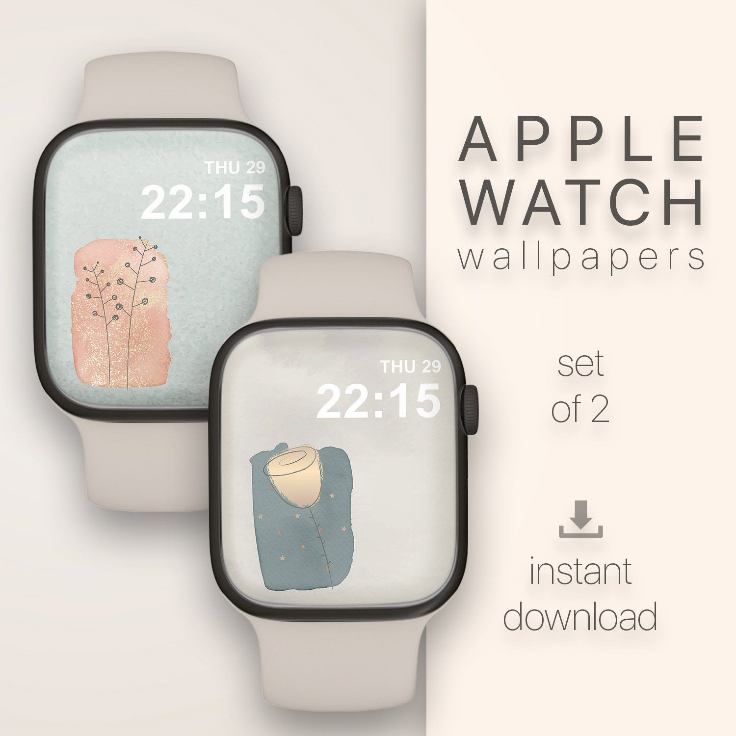 Apple Watch, Zifferblatt, Uhr, Boho, Beige, HD, Hintergrundbild fürs Tablet