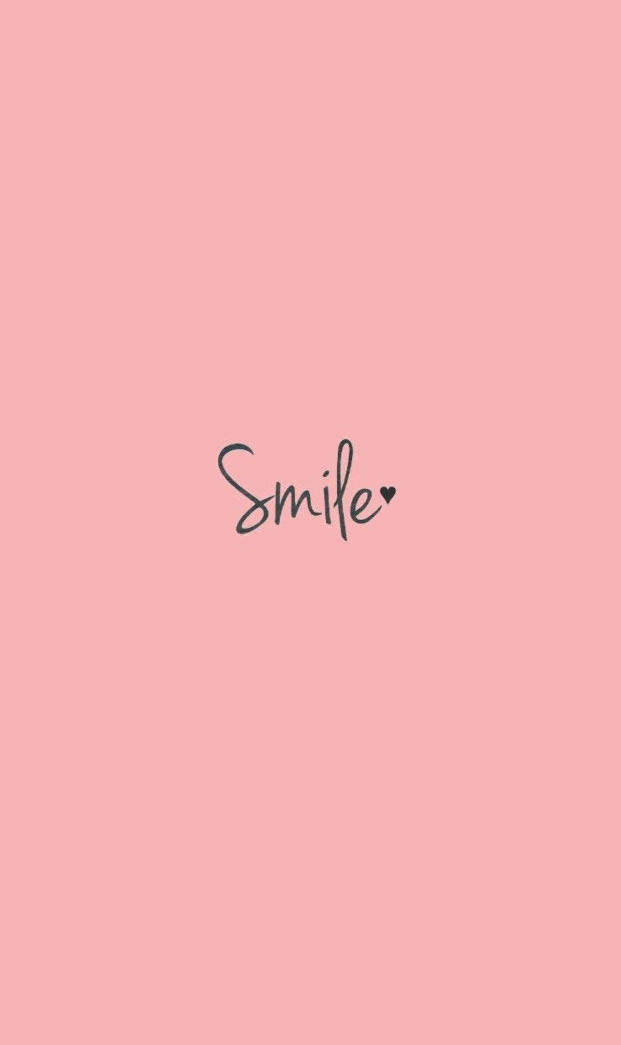 Smile, Schriftzug, Rosa Hintergrund, Minimalistisch, Full HD, Sperrbildschirm fürs iPhone