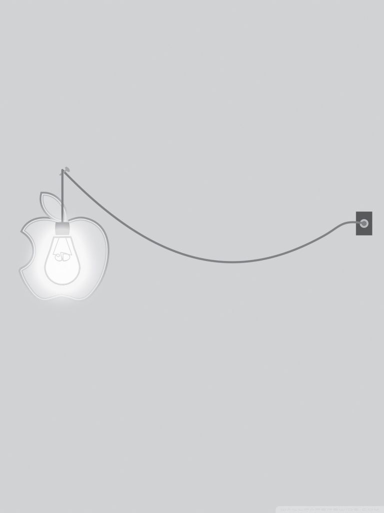 Apple-Logo, Glühbirne, Kabel, Grau, Minimalistisch, HD, iPad-Hintergrundbild