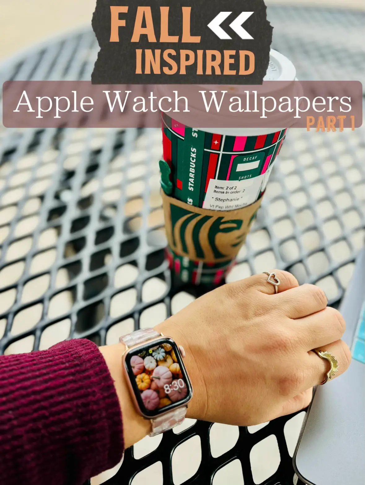 Apple Watch, Herbst, Starbucks, Kaffeebecher, Fall inspired, Full HD, Tablet-Hintergrund