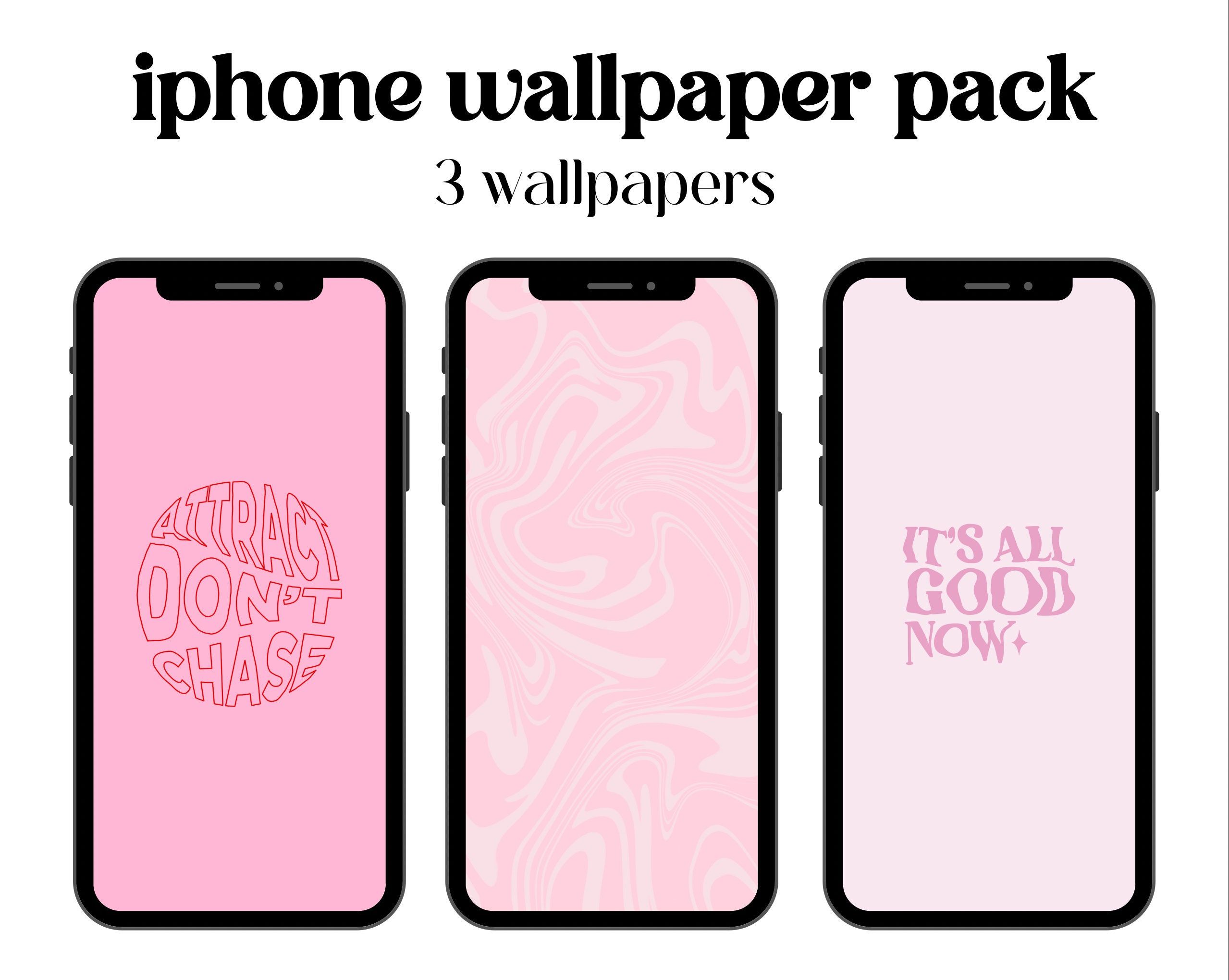iPhone, Wallpaper-Set, Schriftzug, Rosa, Retro, Full HD, Desktop-Hintergrund für Windows