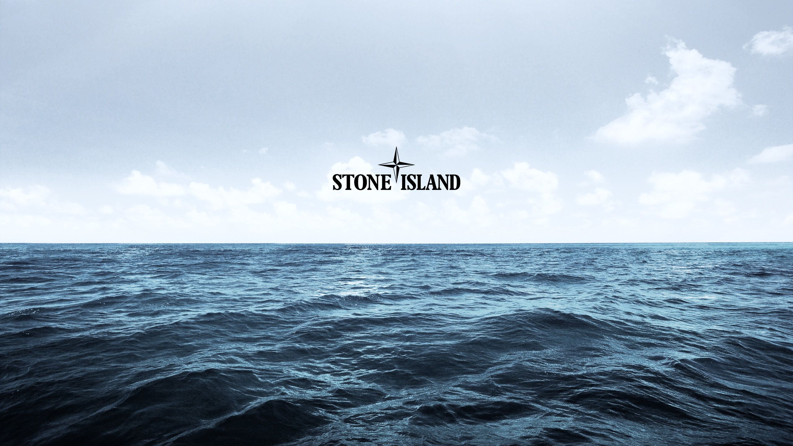 Stone Island, Logo, Meer, Horizont, Wolken, 2K, Hintergrund für den Desktop