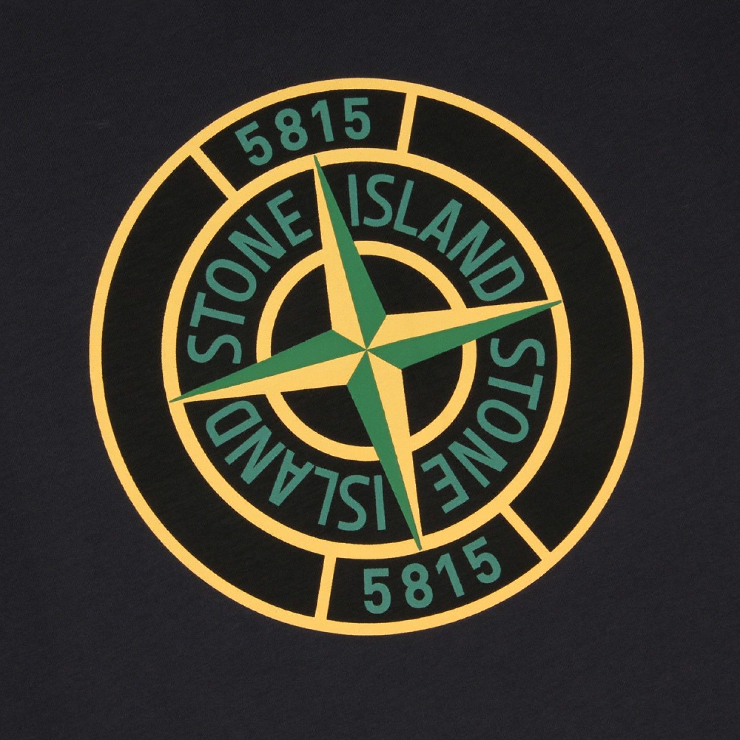 Stone Island, Kompassrose, Gelb-Grün, Stickerei, Nahaufnahme, Hintergrundbild fürs iPad