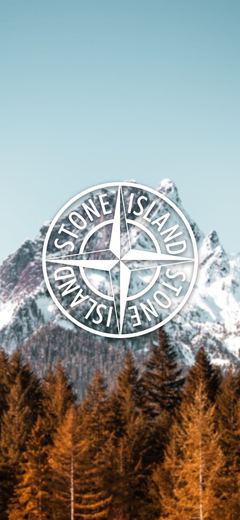 Stone Island, Logo, Berge, Herbstwald, Schnee, HD, Sperrbildschirm fürs iPhone