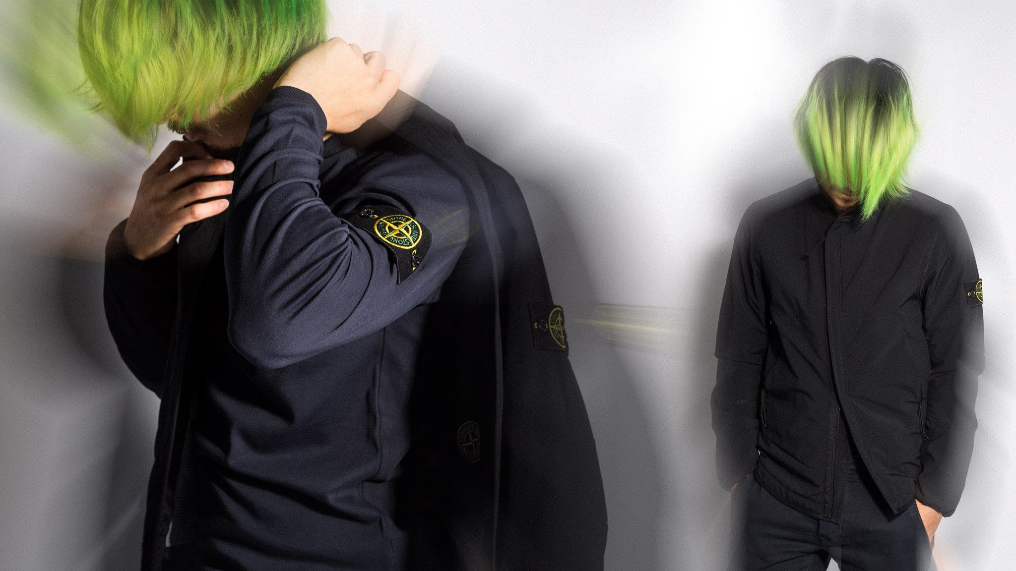 Stone Island, Männer, Grüne Haare, Jacke, Mode, Bewegungsunschärfe, Full HD, Breitbild-Hintergrundbild