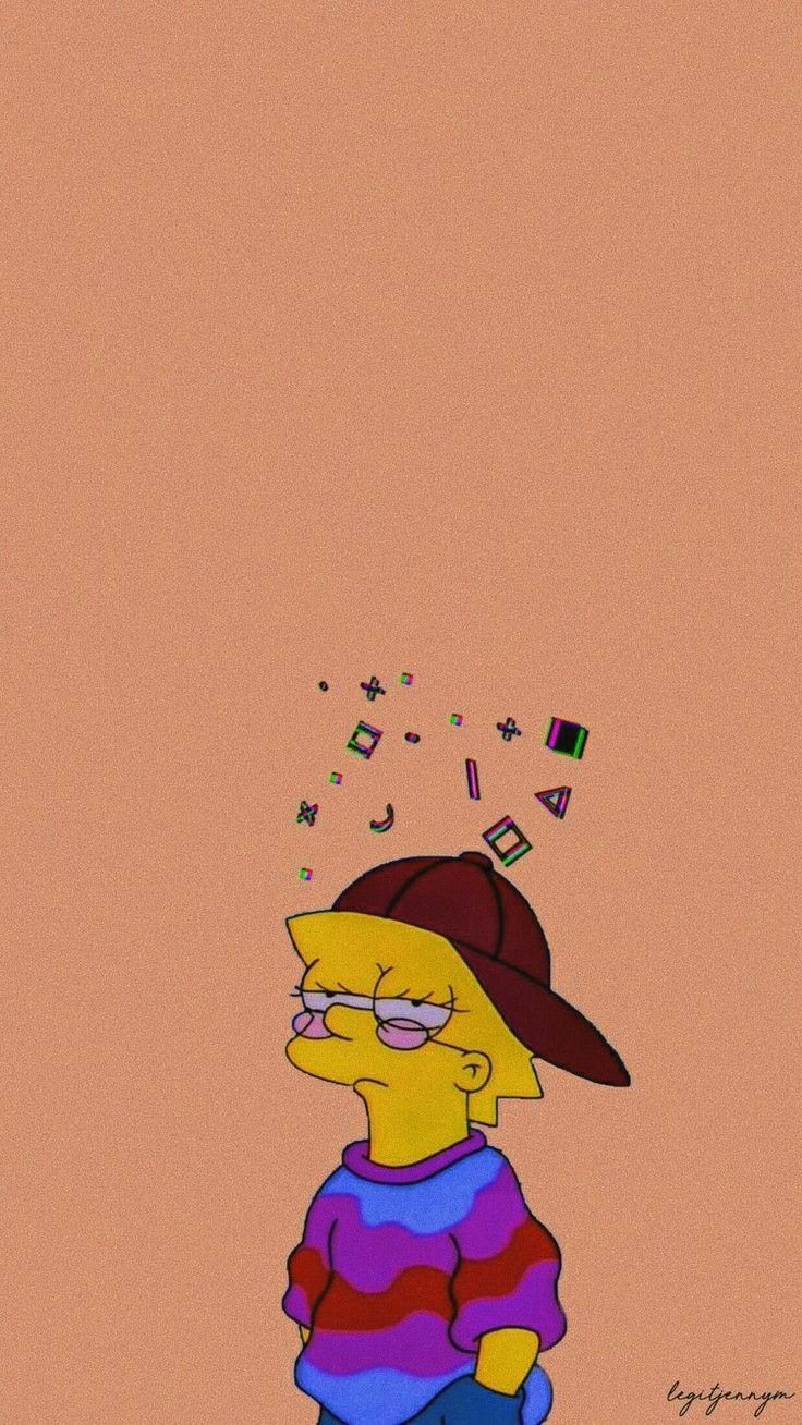 Lisa Simpson, Basecap, Traurig, Ästhetik, Terrakotta, HD, Hintergrundbild fürs Handy