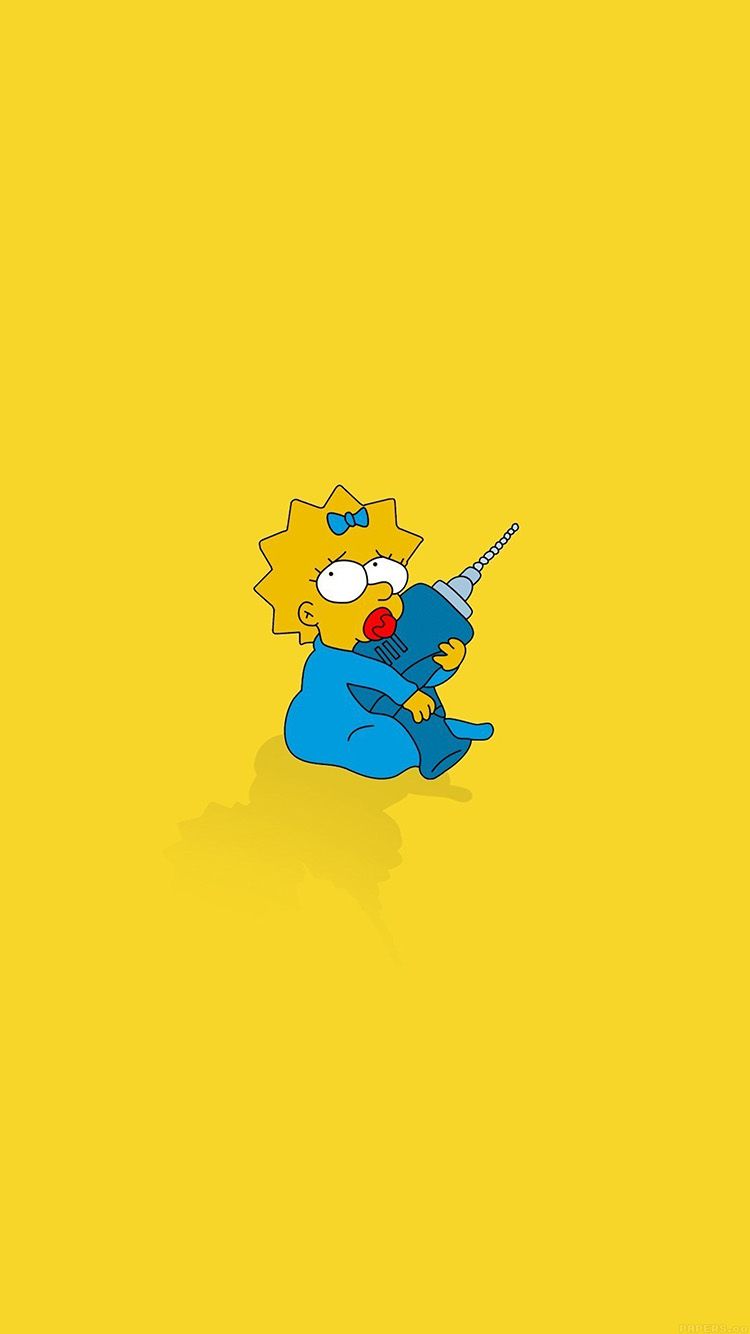 Maggie Simpson, Schnuller, Gelber Hintergrund, Minimalistisch, Sperrbildschirm fürs iPhone