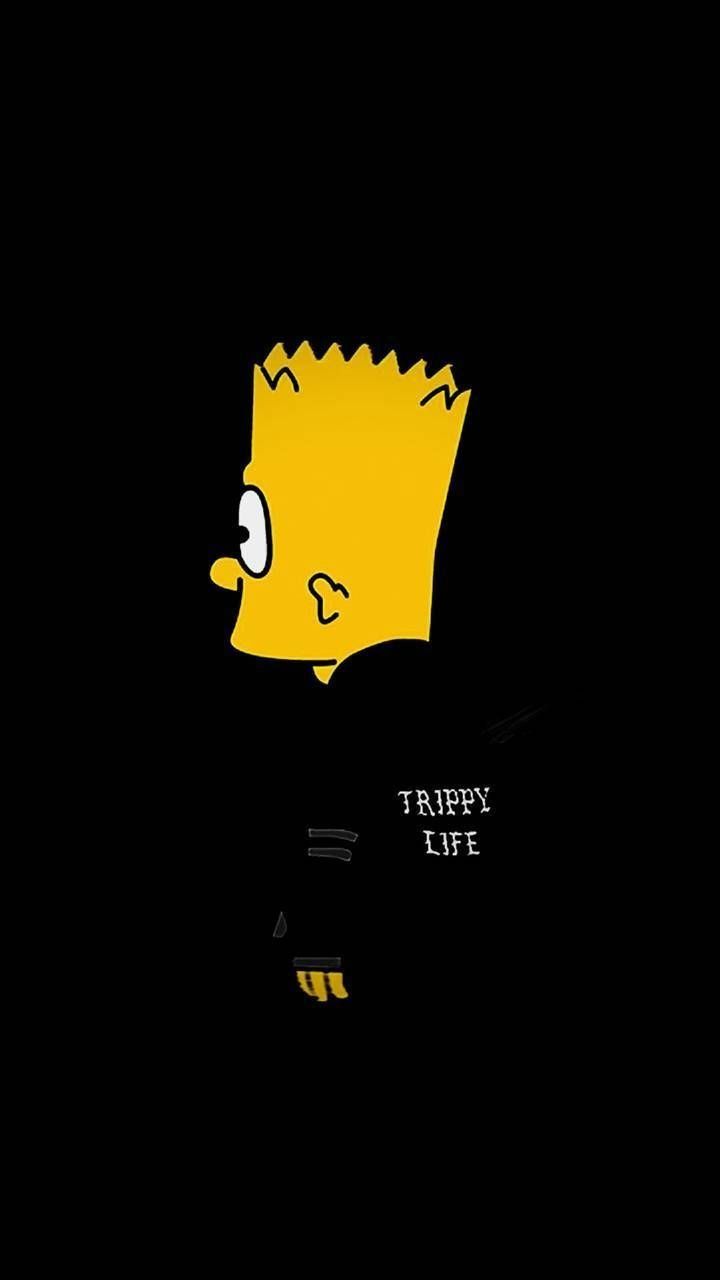 Bart Simpson, Schwarzer Hintergrund, Traurig, Minimalistisch, Sperrbildschirm fürs iPhone