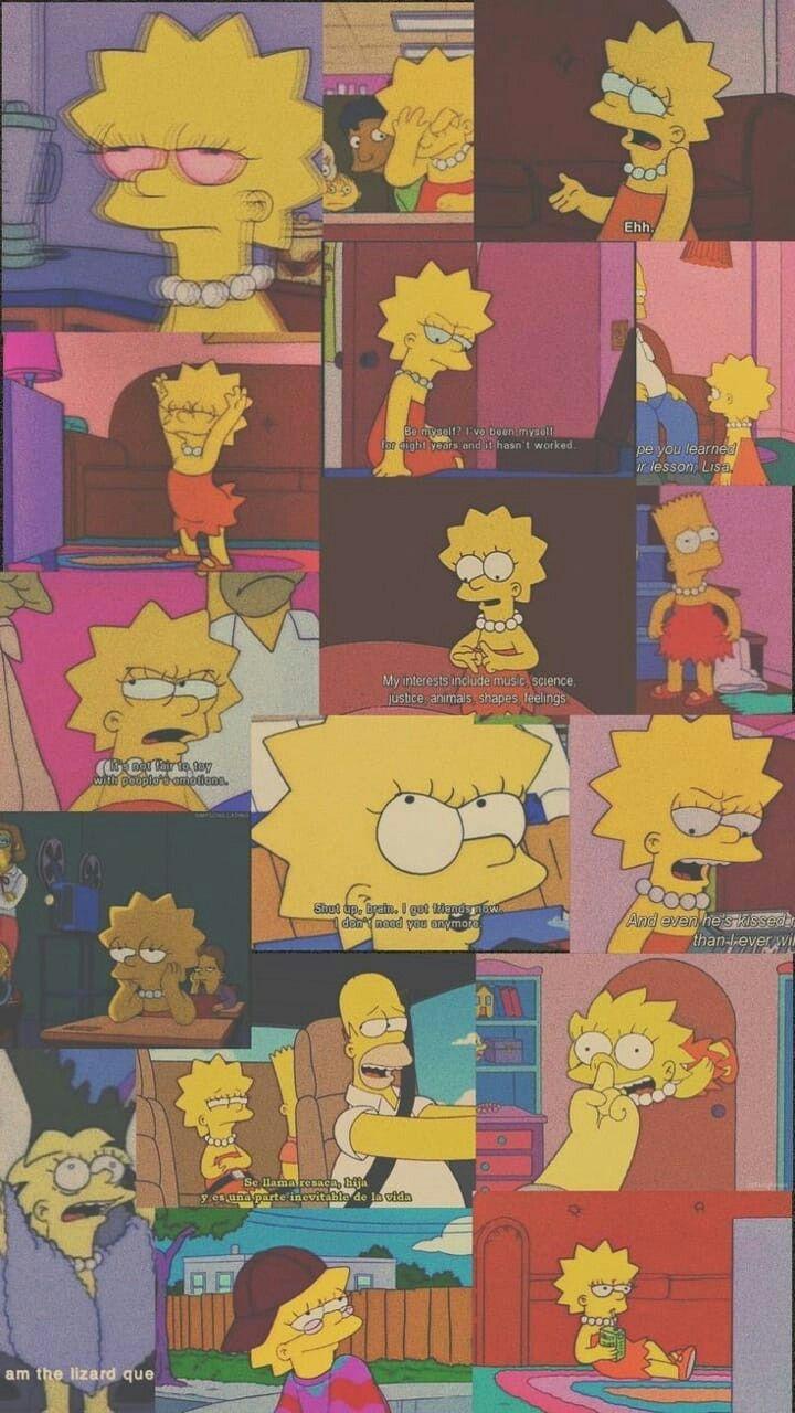 Lisa Simpson, Collage, Szenen, Ästhetik, HD, Hintergrundbild fürs Handy