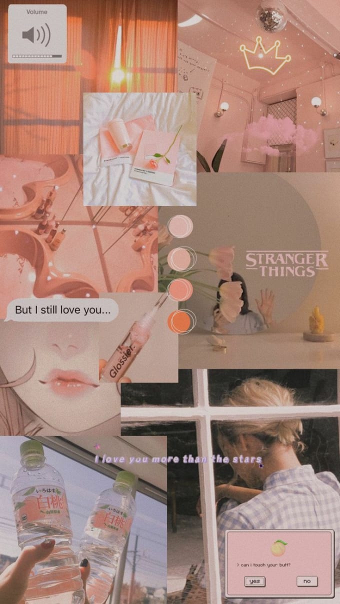 Collage, Ästhetik, Rosa, Vintage, Fotos, Hintergrundbild für iPhone und Android