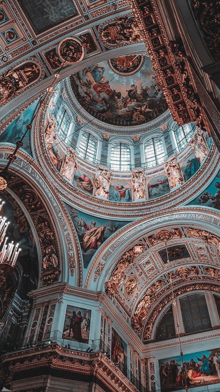 Kuppel, Kirche, Deckenmalerei, Architektur, Froschperspektive, HD, Handy-Hintergrund
