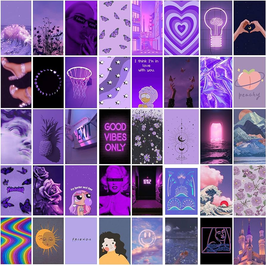 Collage, Violett, Ästhetik, Good Vibes, Raster, Hintergrundbild für iPad und Tablet
